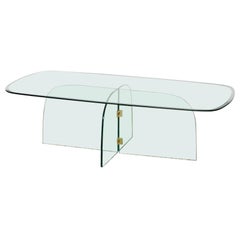 1970s Brass and Beveled Glass Coffee Table in Style of Pace Collection