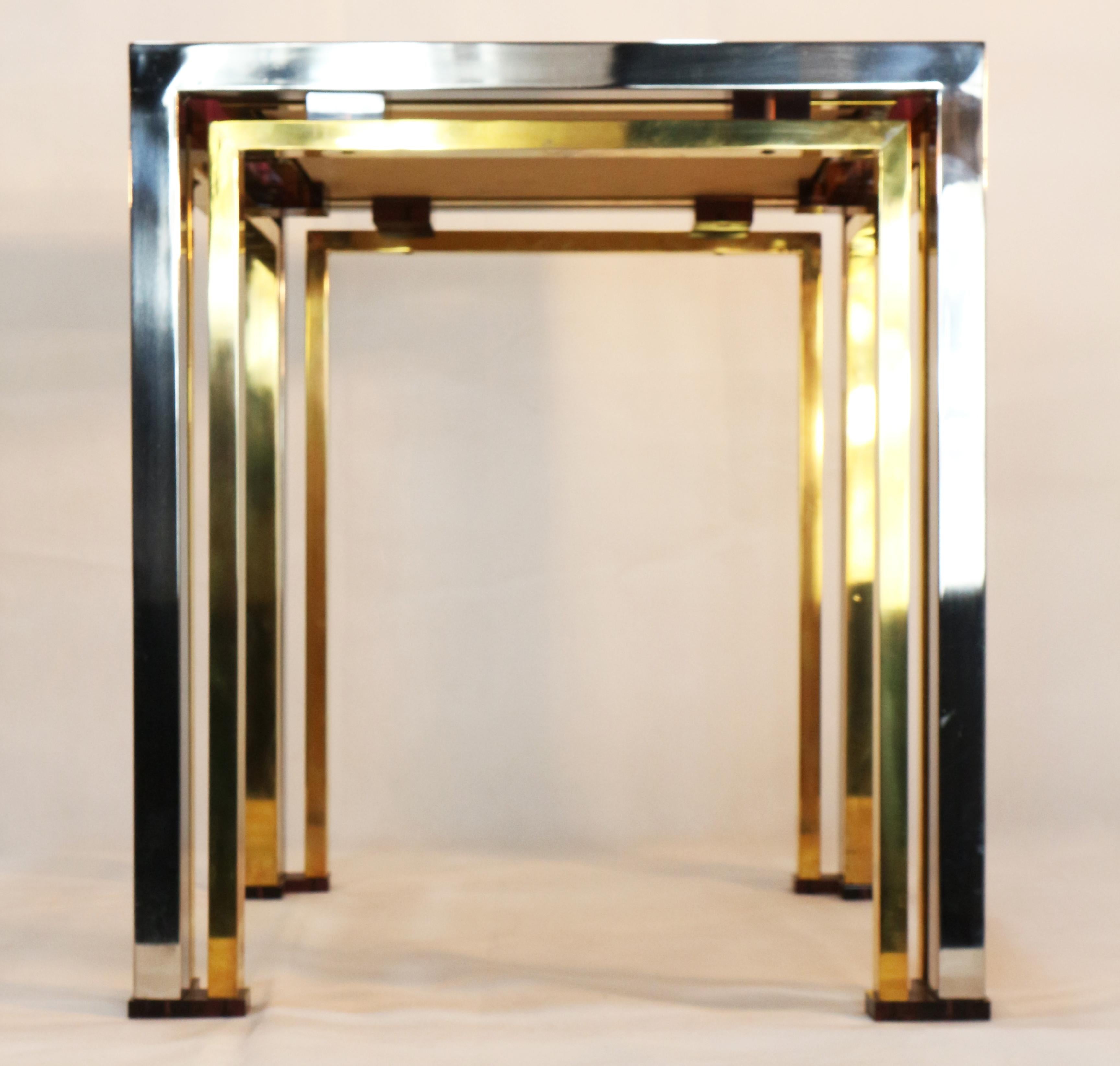 1970s Brass and Chrome Coffee Table by Romeo Rega, Italy In Good Condition In Carpi, Modena