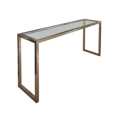 1970s Brass and Chrome Console by Jean Charles