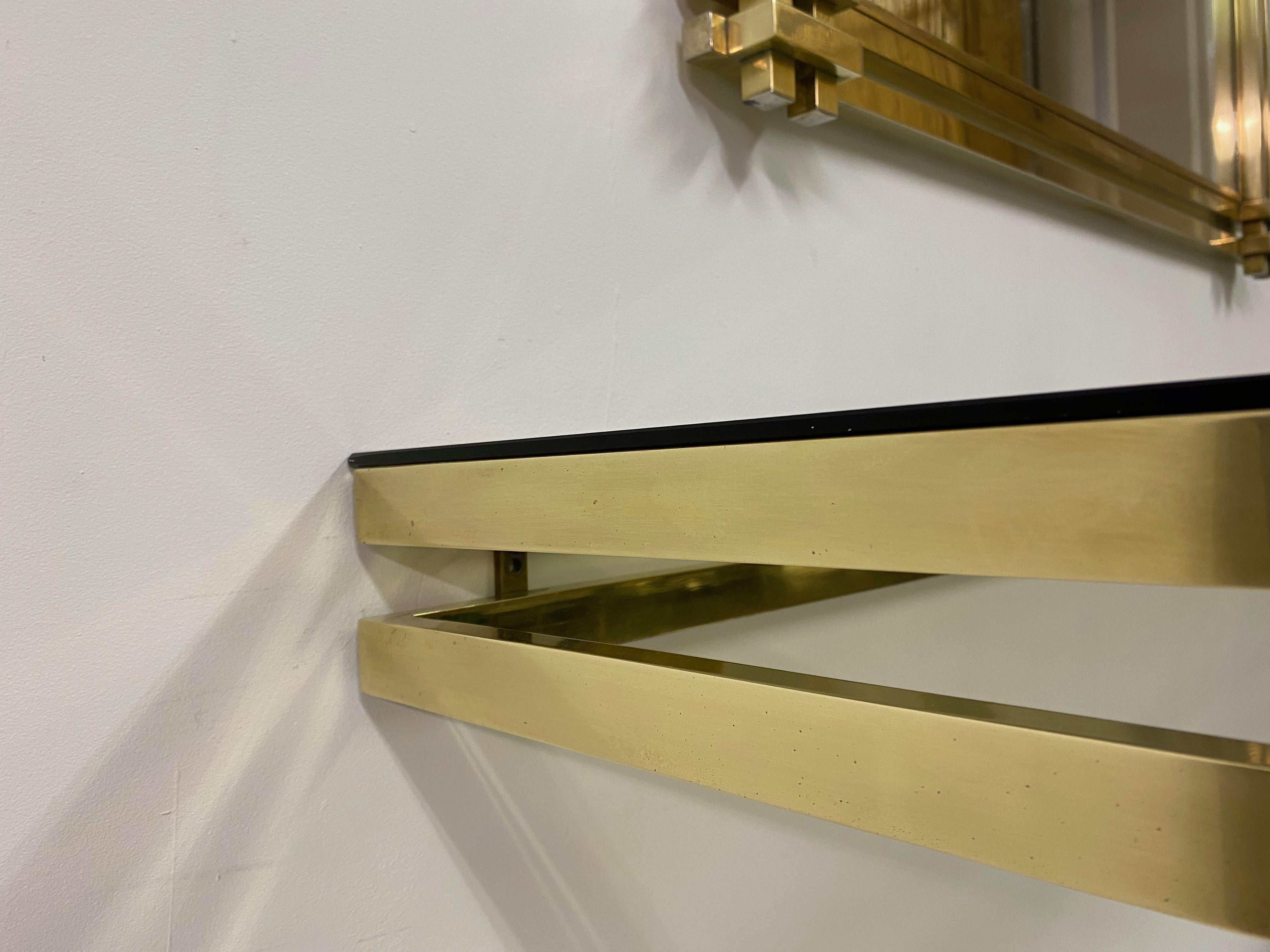 1970s Brass and Chrome Console Table and Mirror by Romeo Rega 7