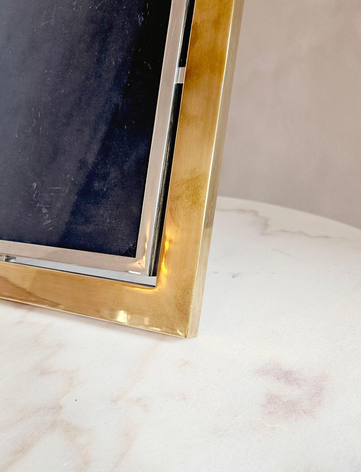 1970s Brass and Chrome Italian Barbi Photo Frame For Sale 1