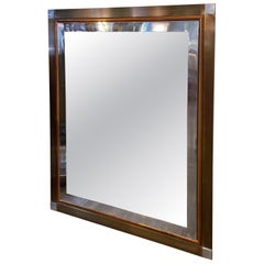 1970s Brass and Chrome-Plated Steel Mirror