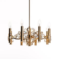 1970's Brass and Crystal Glass Bakalowits Style Chandelier