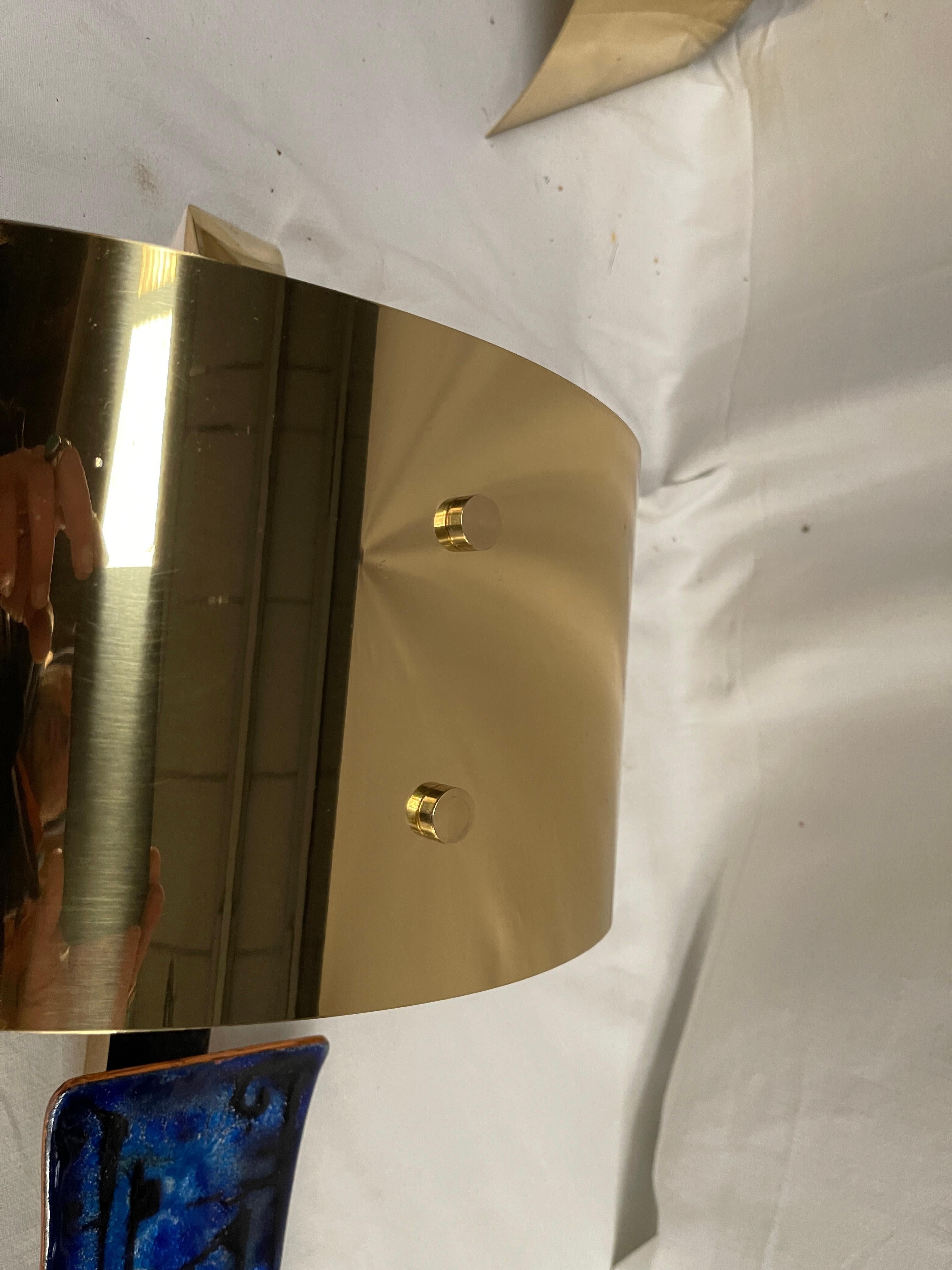 1970's brass and enamel sconces For Sale 4