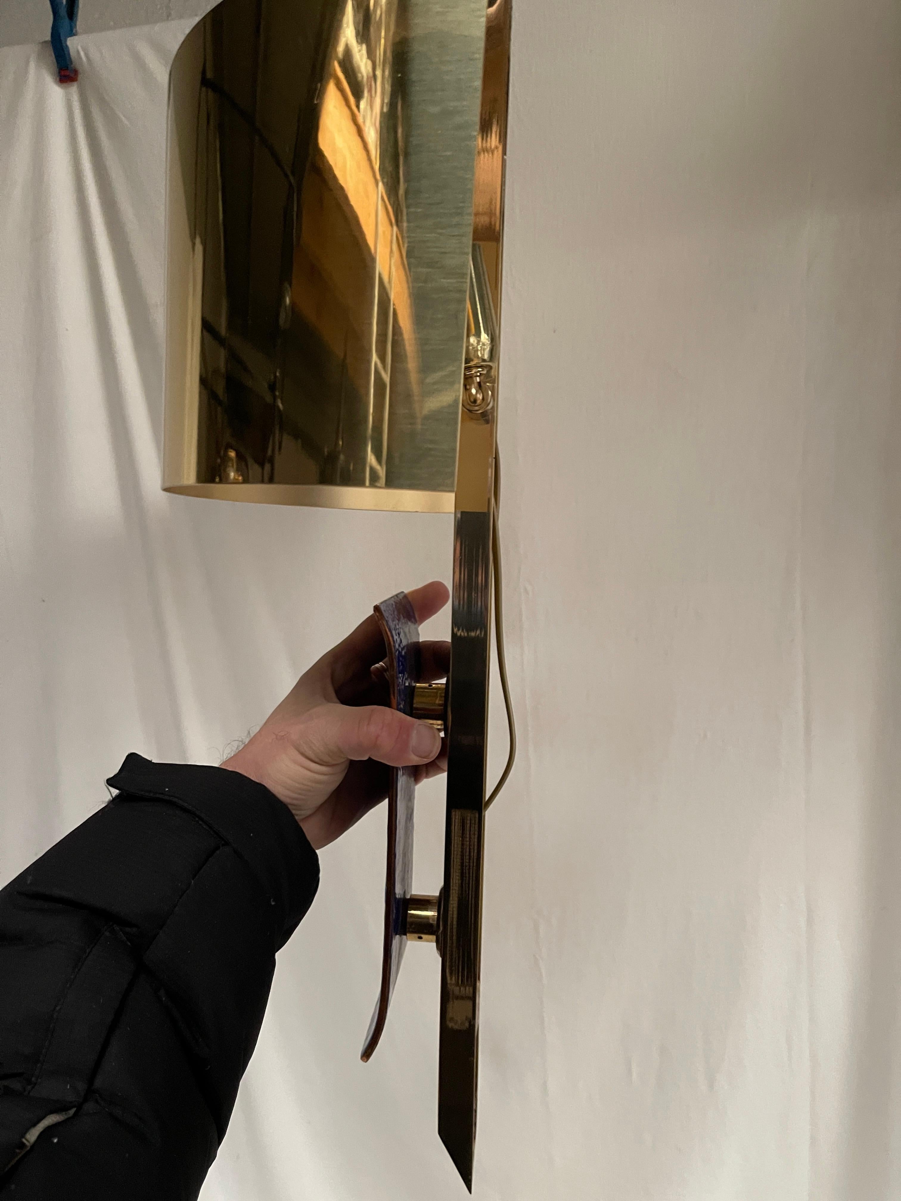 Late 20th Century 1970's brass and enamel sconces For Sale