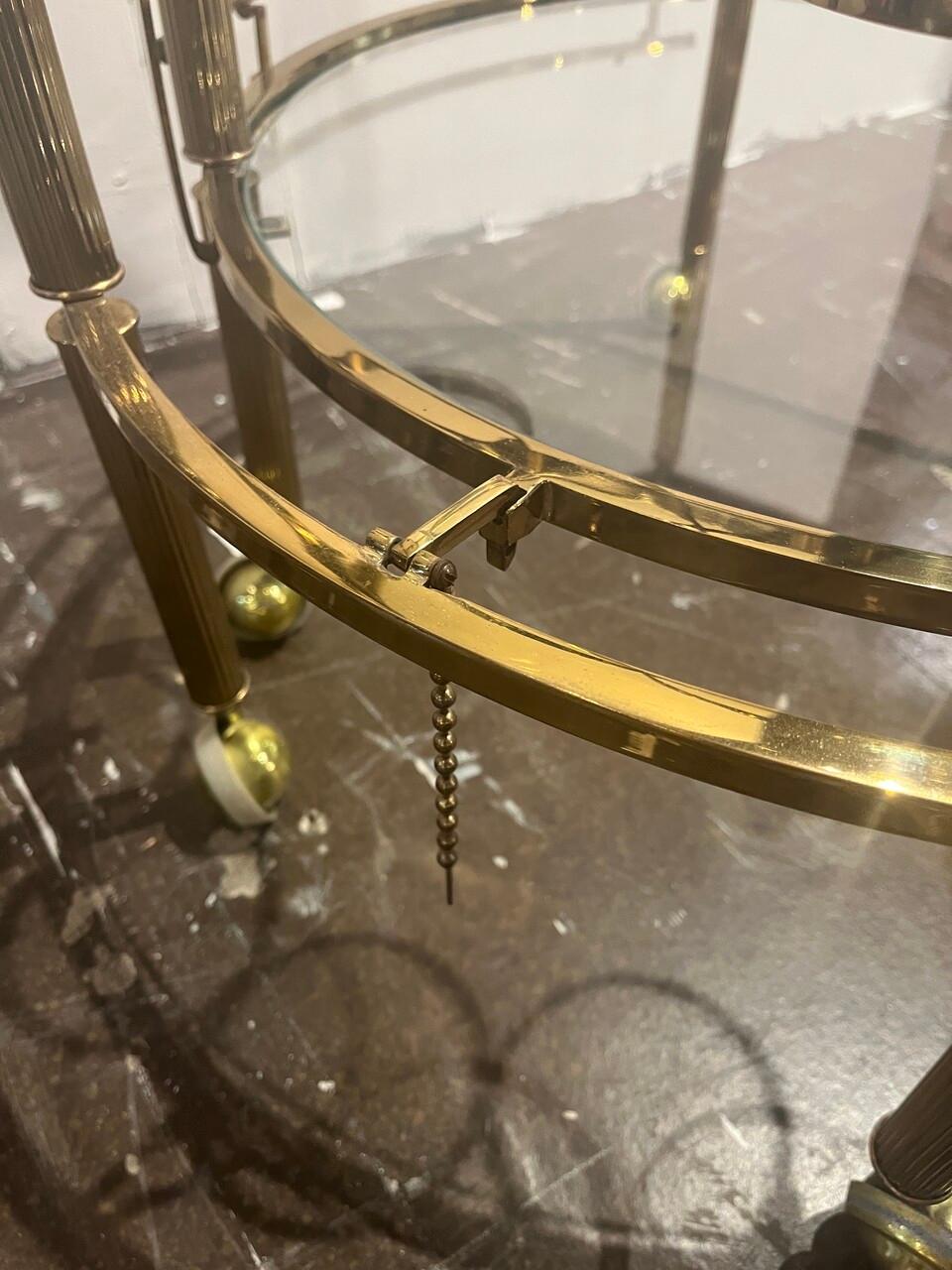 1970's Brass and Glass Bar Cart Server In Good Condition In Houston, TX