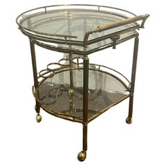 1970's Brass and Glass Bar Cart Server