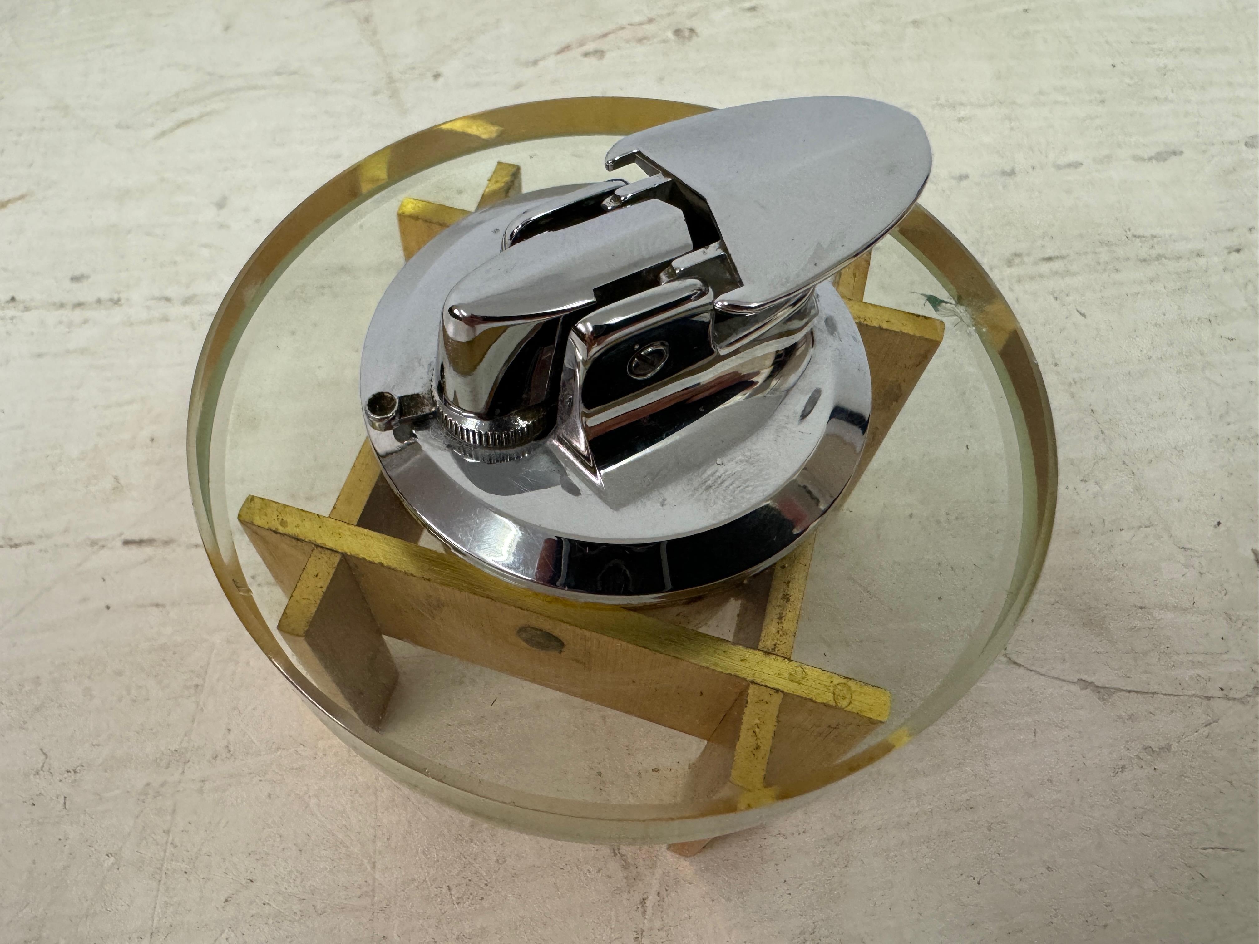 1970s Brass And Glass Desk Lighter By Ronson 3