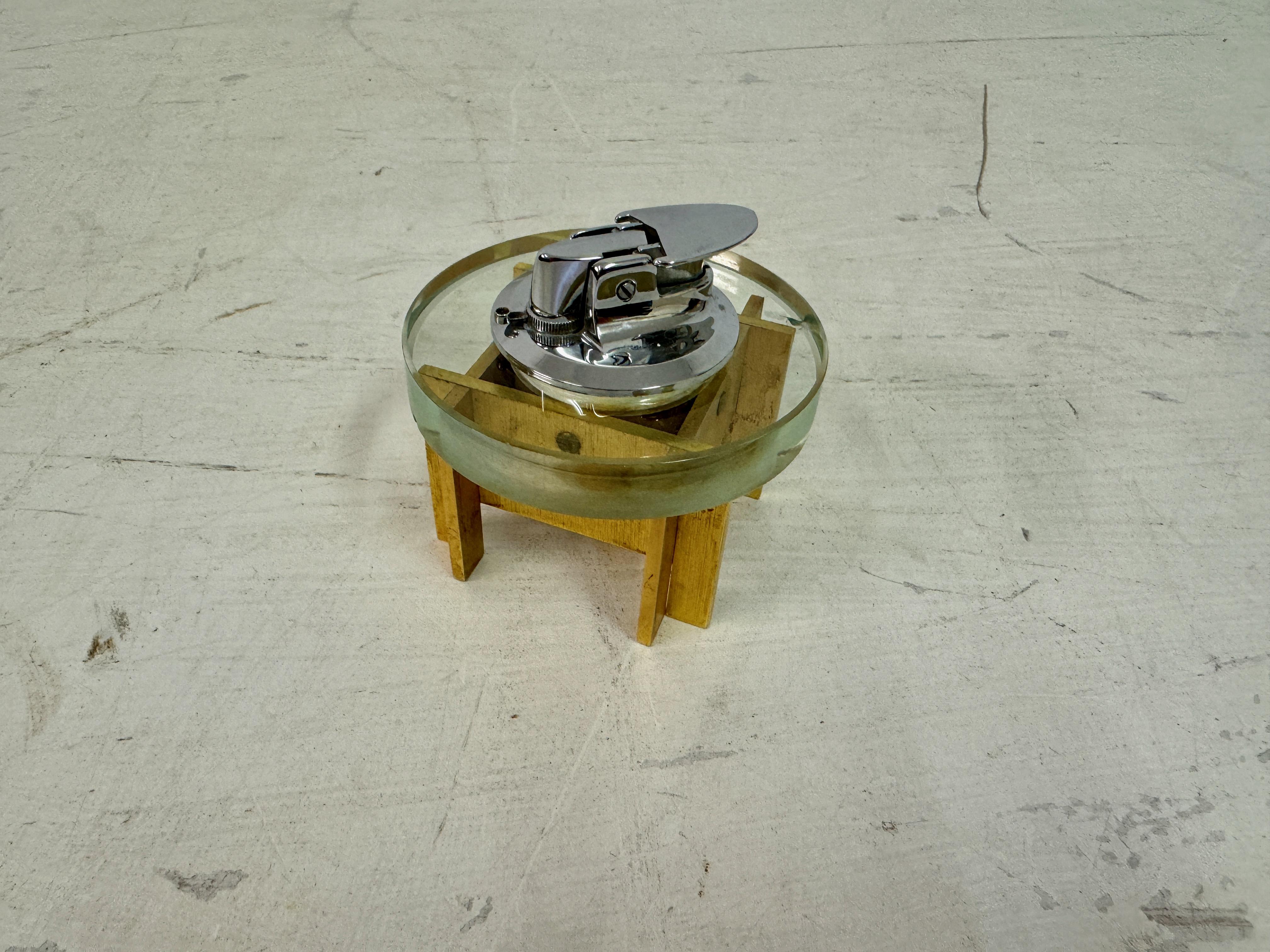 1970s Brass And Glass Desk Lighter By Ronson 4