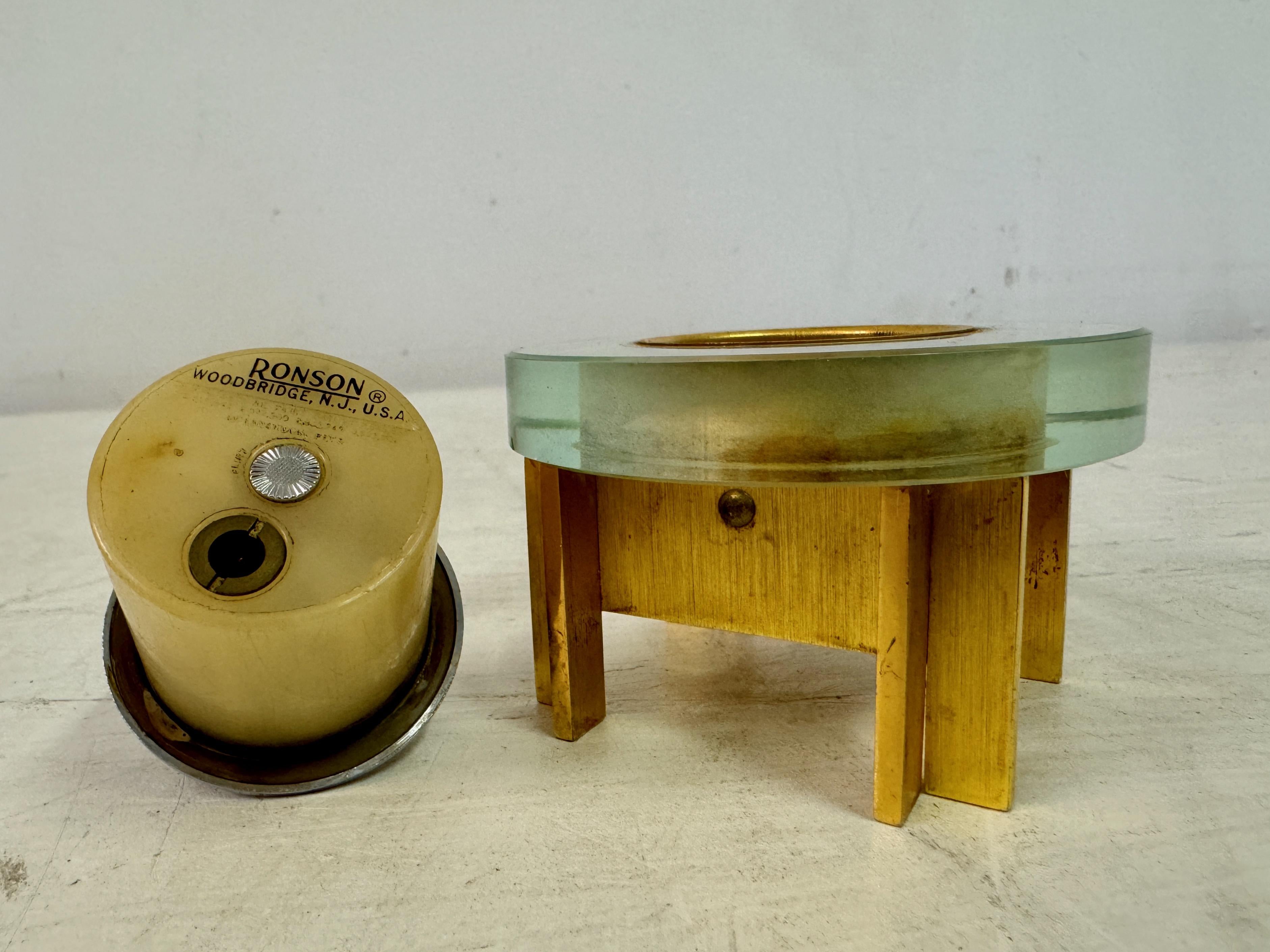 1970s Brass And Glass Desk Lighter By Ronson 2