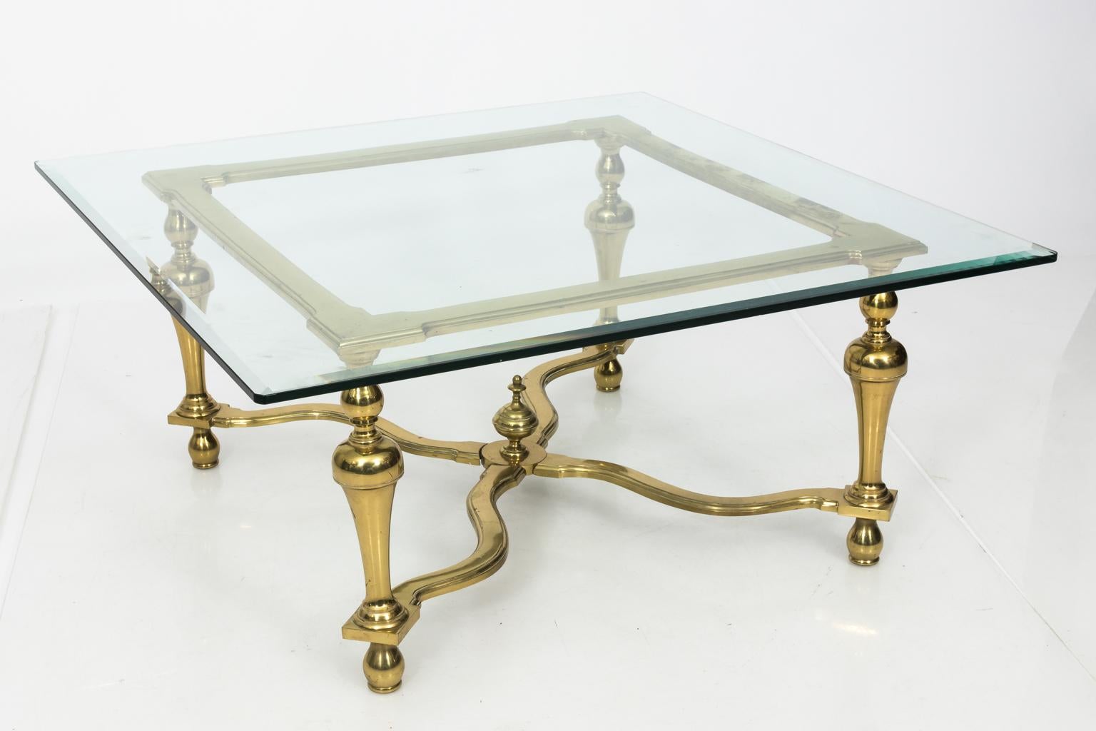 20th Century 1970s Brass and Glass English Coffee Table