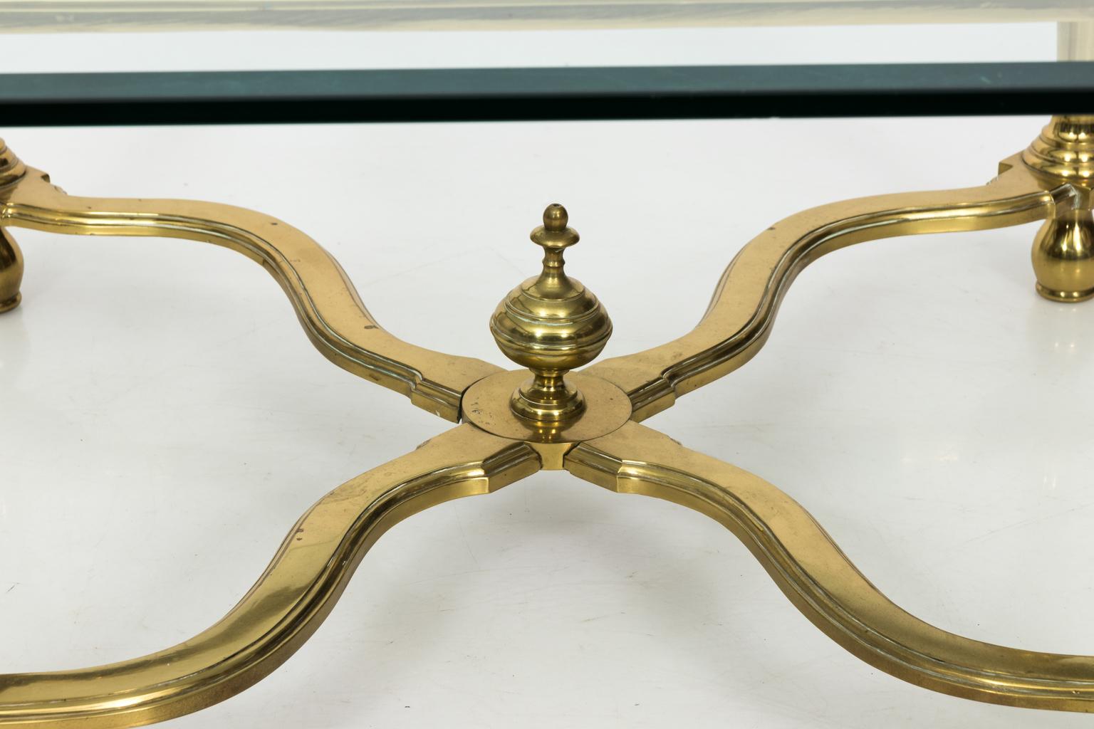 1970s Brass and Glass English Coffee Table 4