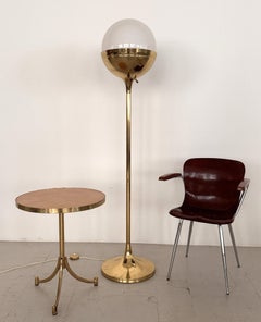 1970s Brass and Glass Globe Floor Lamp by Vereinigte Werkstätten Germany