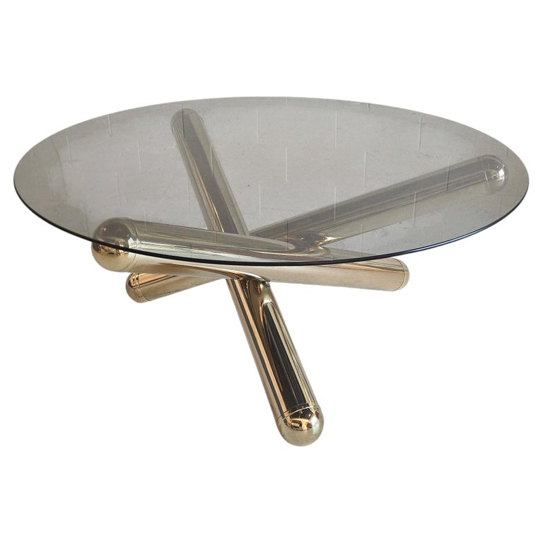 1970s Brass and Glass 'Jax' Coffee Table In the Style of Milo Baughman