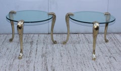 1970s Brass and Glass Large Side Tables