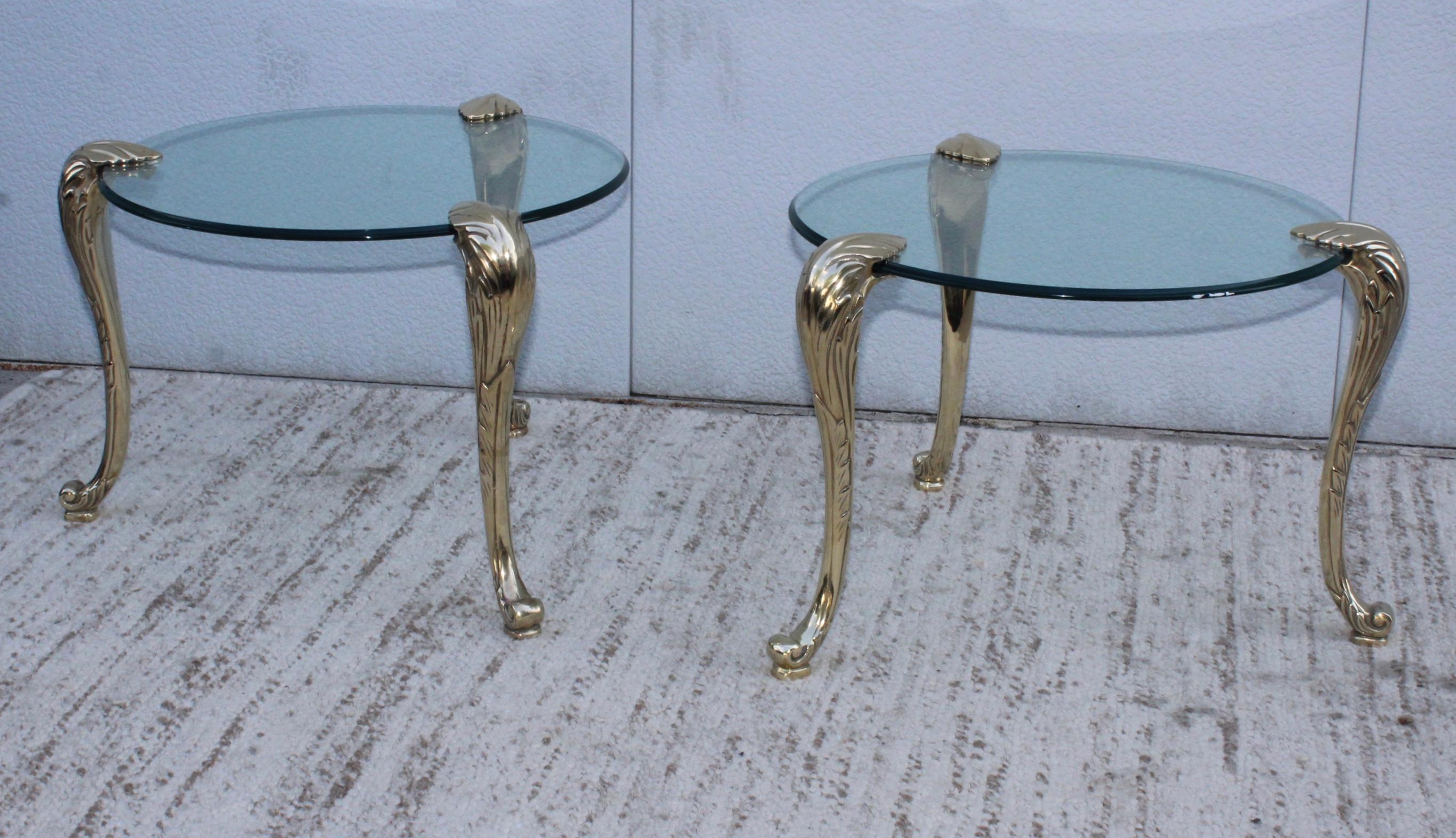 Mid-Century Modern 1970s Brass and Glass Large Side Tables For Sale