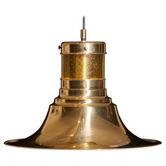 1970s, Brass and Glass Pendant Lamp by Börje Claes for Norelett, Sweden
