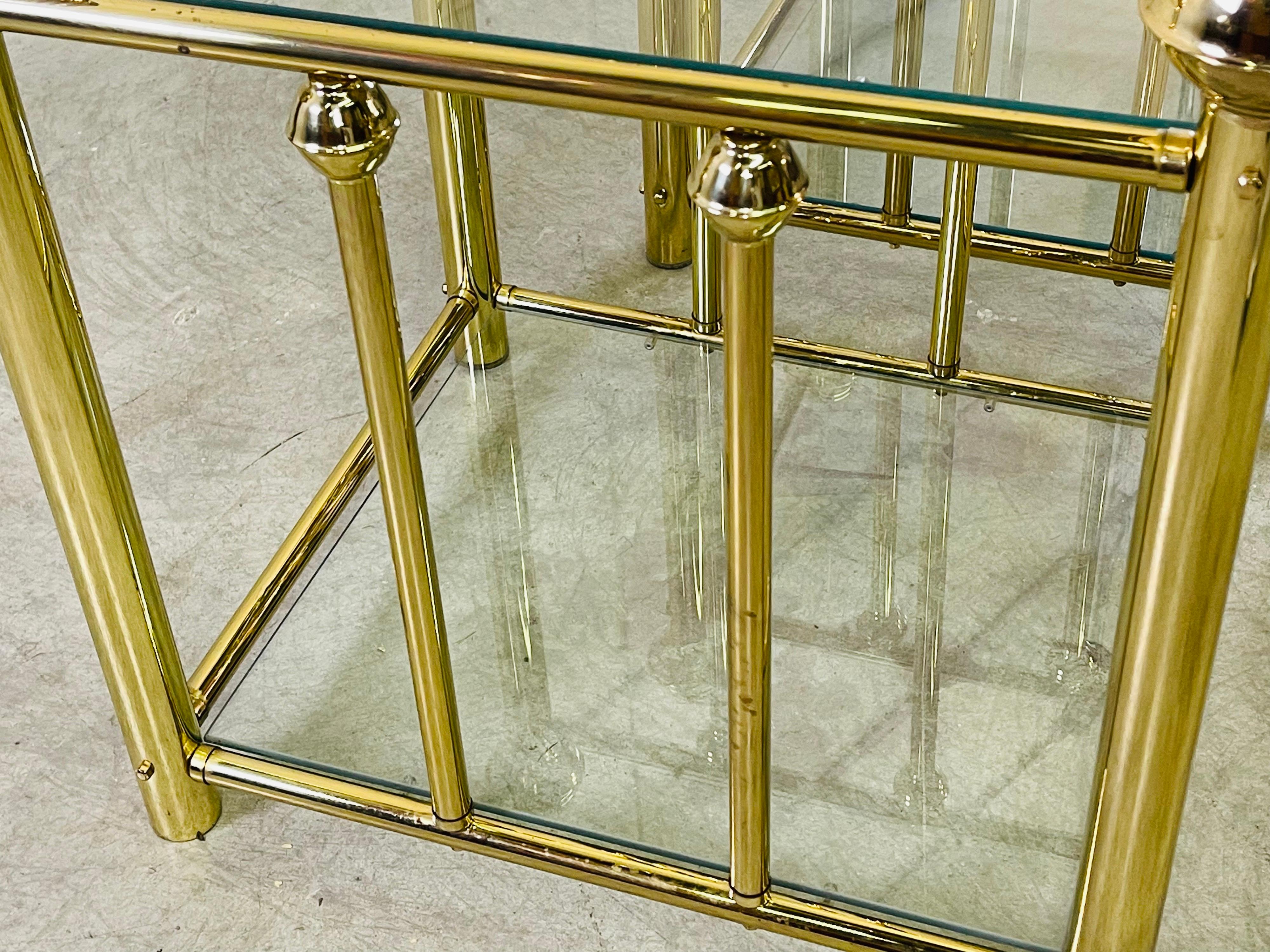 1970s Brass and Glass Side Tables, Pair For Sale 3