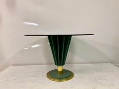 1970s Brass and Green Painted Iron Dining Table by Pierre Cardin
