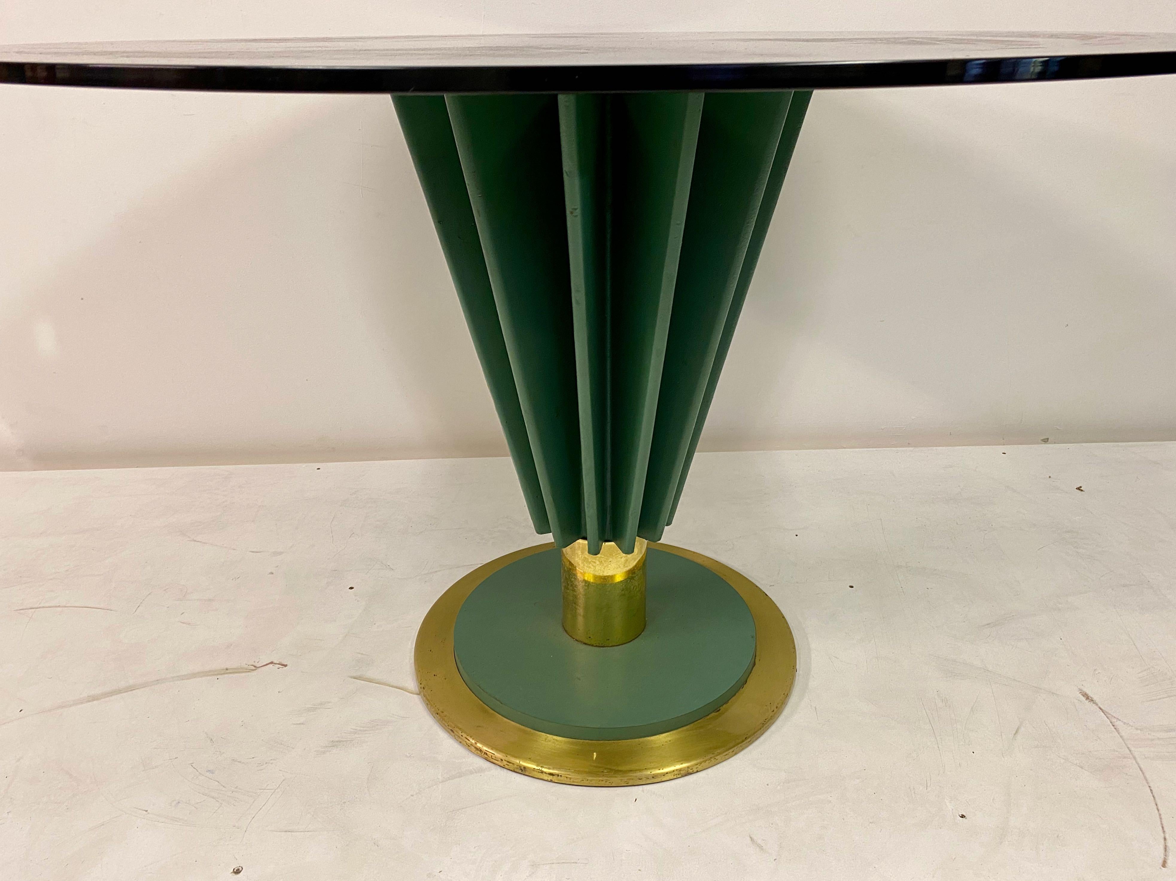 1970s Brass and Green Painted Iron Dining Table by Pierre Cardin In Good Condition In London, London