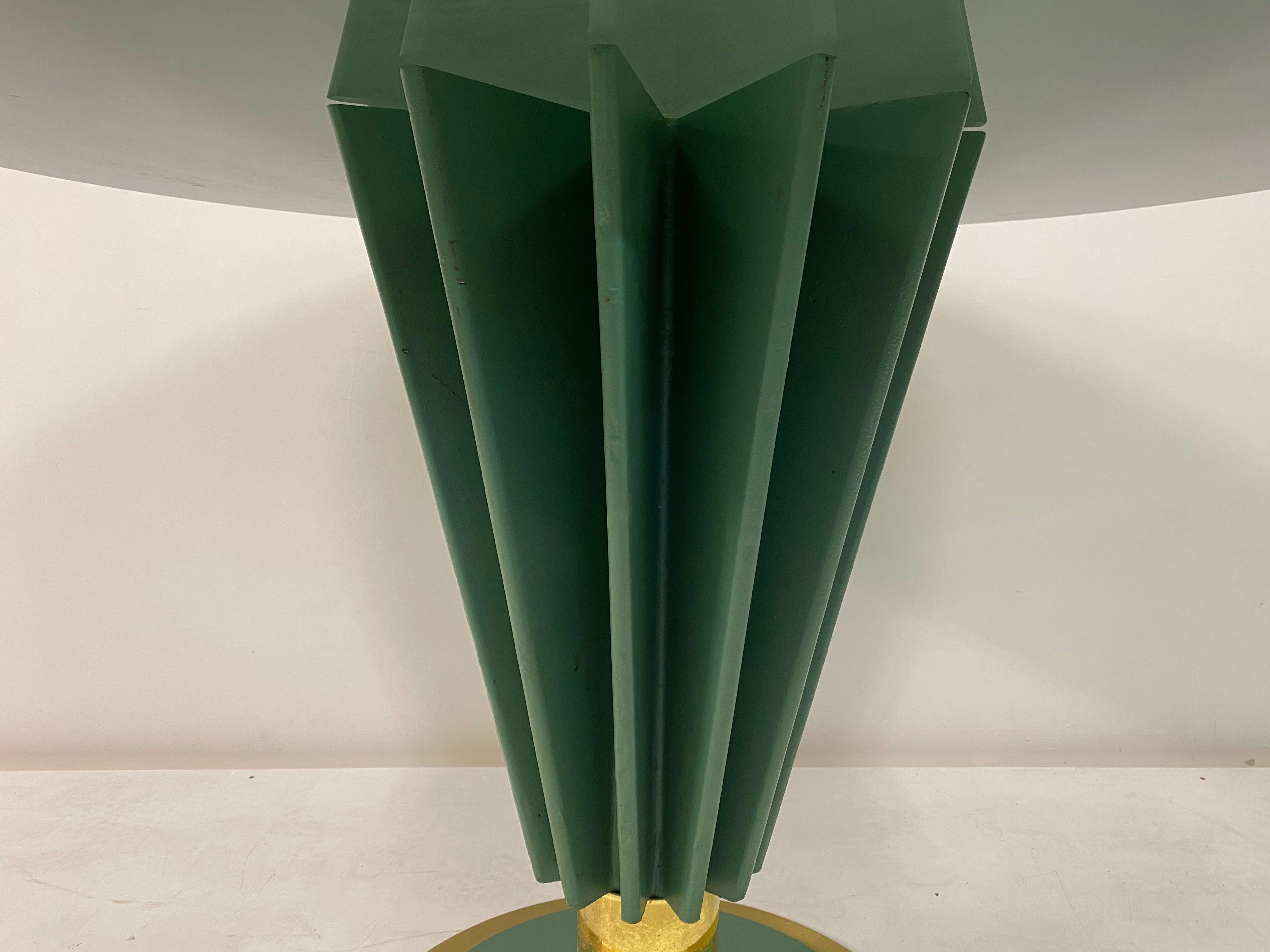 1970s Brass and Green Painted Iron Dining Table by Pierre Cardin 1
