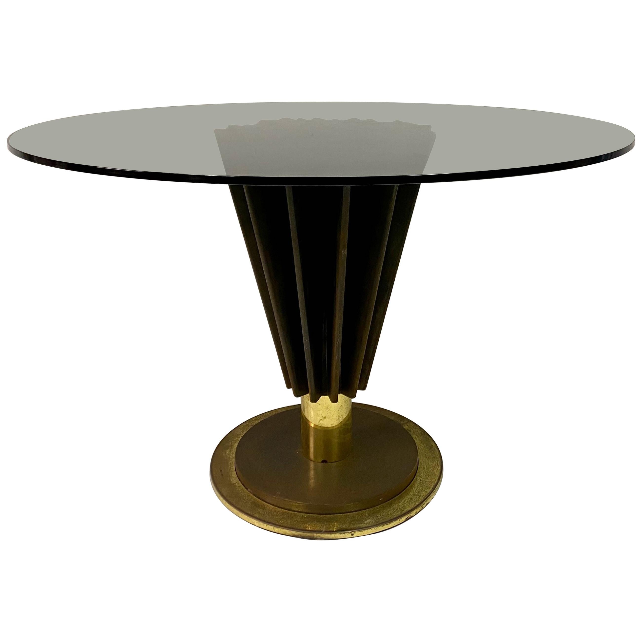 1970s Brass and Iron Circular Dining Table by Pierre Cardin