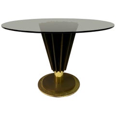 1970s Brass and Iron Circular Dining Table by Pierre Cardin