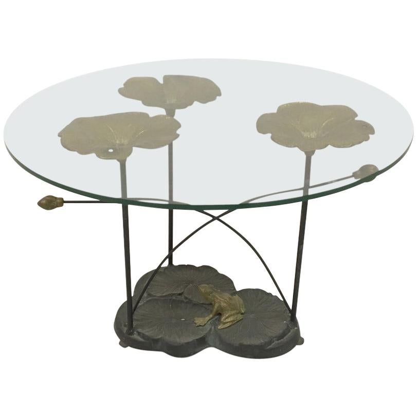 1970s Brass and Iron Lily Pad Coffee Table at 1stDibs