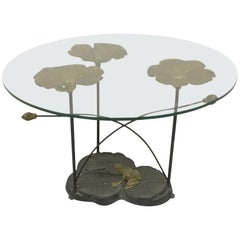 1970s Brass and Iron Lily Pad Coffee Table
