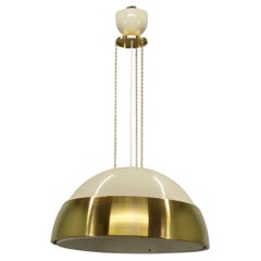 1970s Brass and Lacquered Metal Pendant, Czechoslovakia