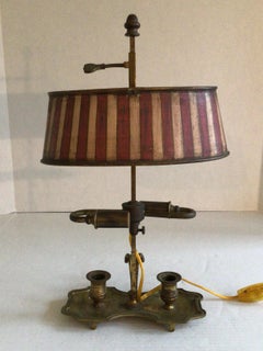 1970s Brass and Painted Tole Bouillotte Table Lamp