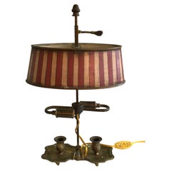 1970s Brass and Painted Tole Bouillotte Table Lamp