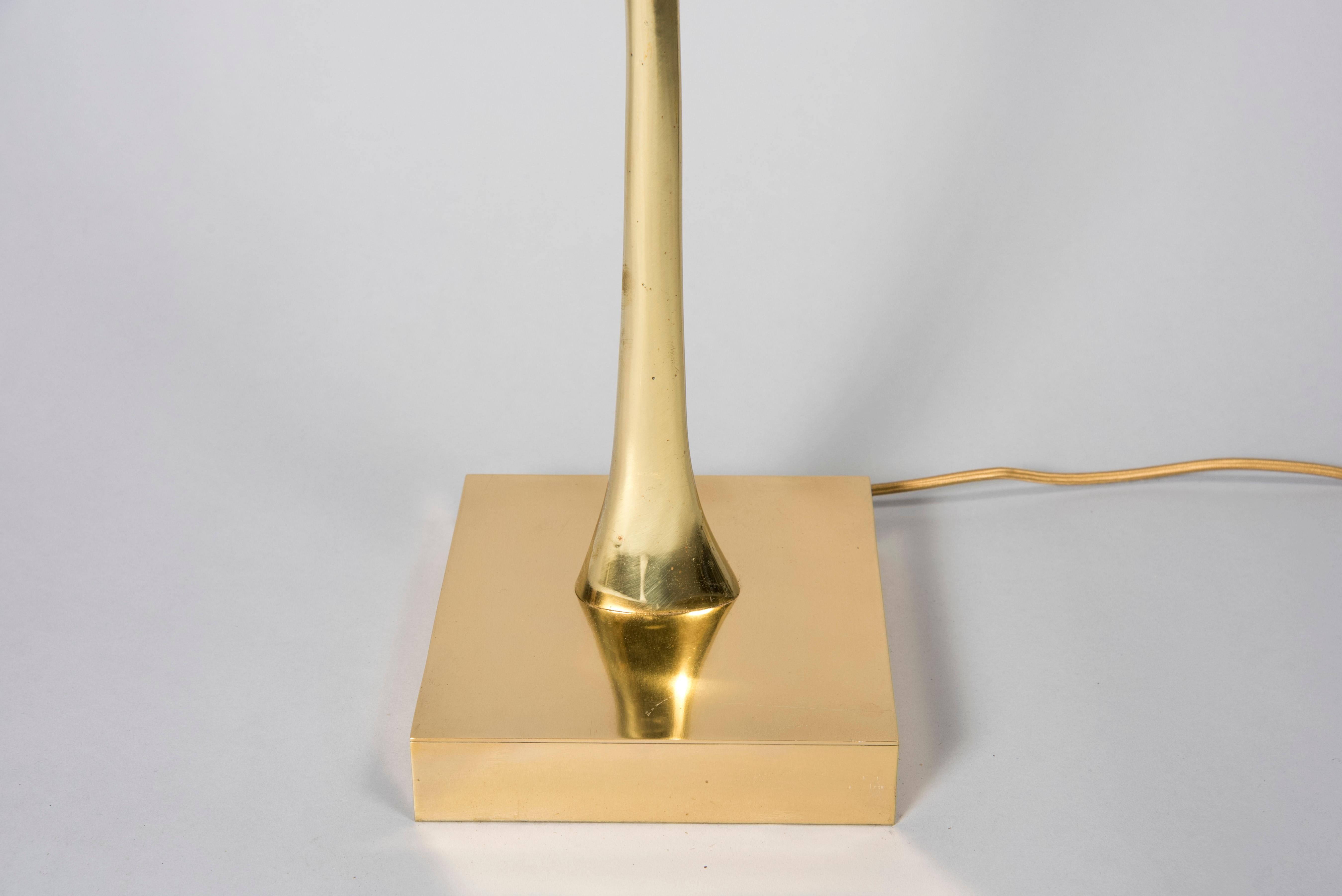 1970's polished bronze floor lamp
with a quartz stone
Signed Willy Daro
Dimensions given without shade
No shade included.