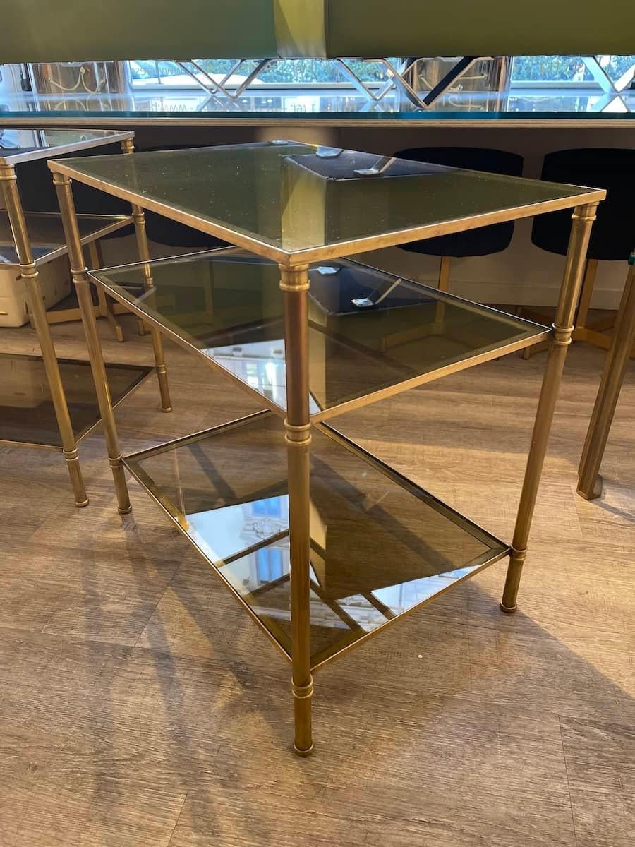 Late 20th Century 1970s Brass and Smoked Glass Coffee Tables For Sale