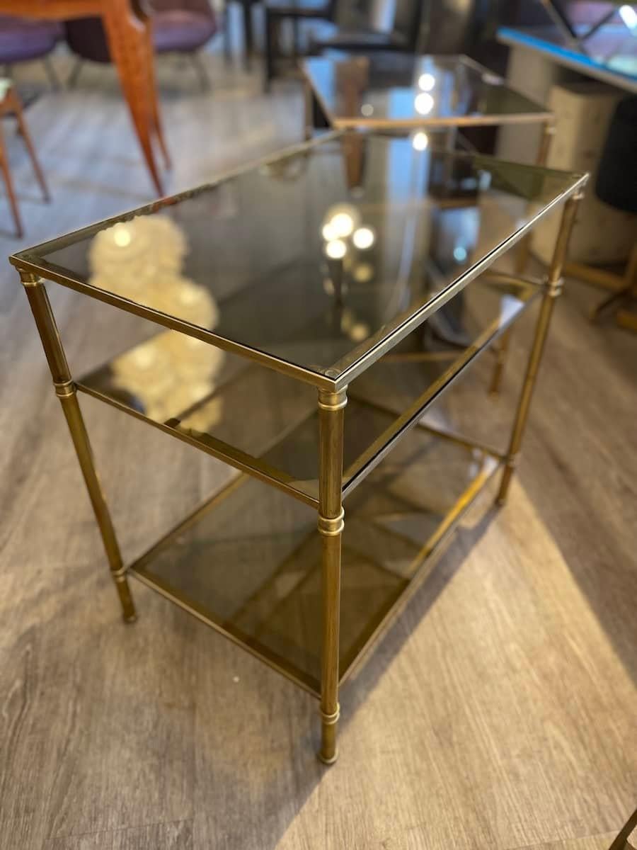1970s Brass and Smoked Glass Coffee Tables For Sale 1