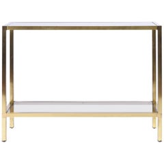 1970s Brass and Smoked Glass Two-Tiered Console Table