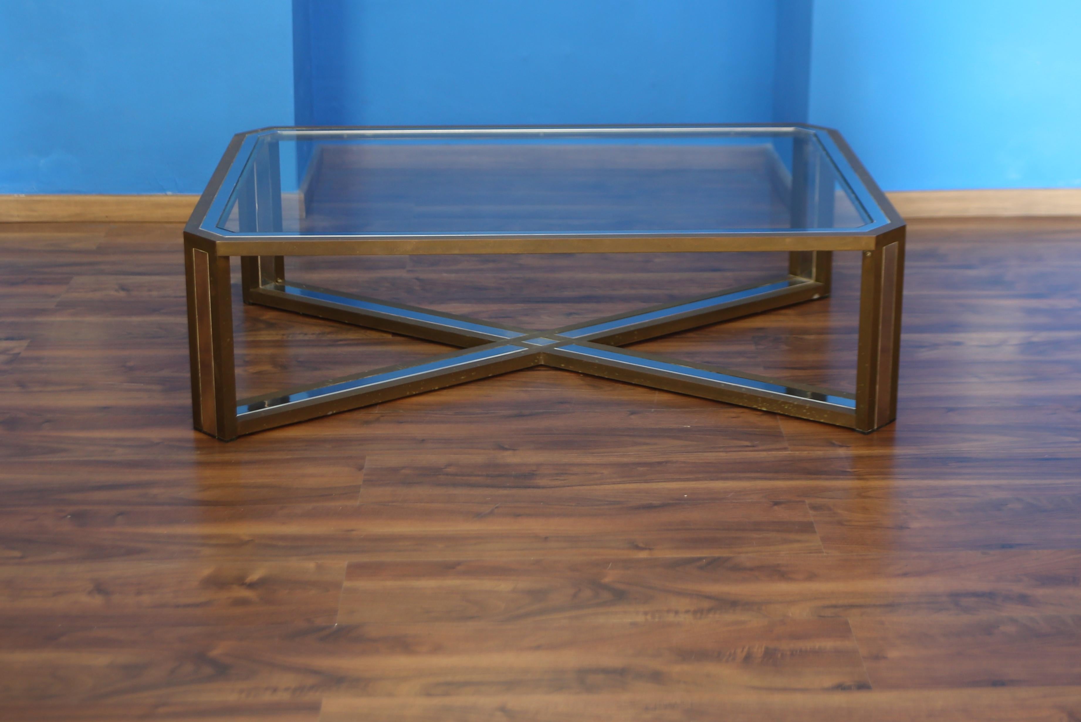 table basse en laiton et acier des années 1970 par Romeo Rega en vente 1