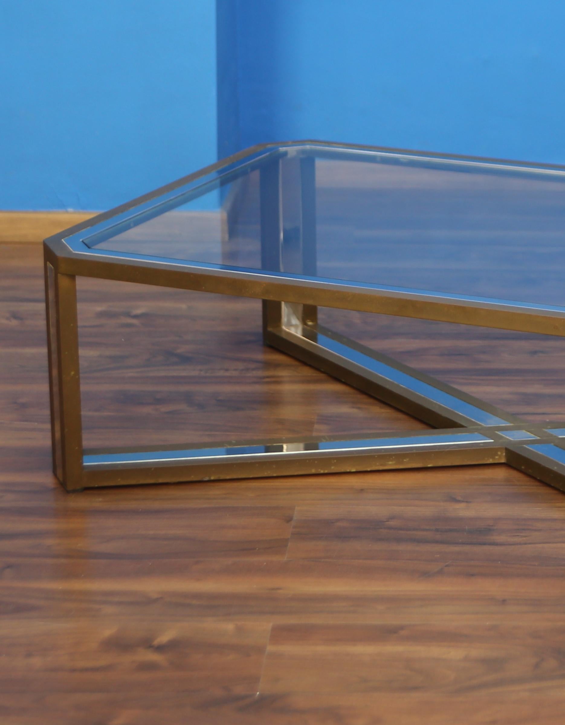 table basse en laiton et acier des années 1970 par Romeo Rega en vente 2
