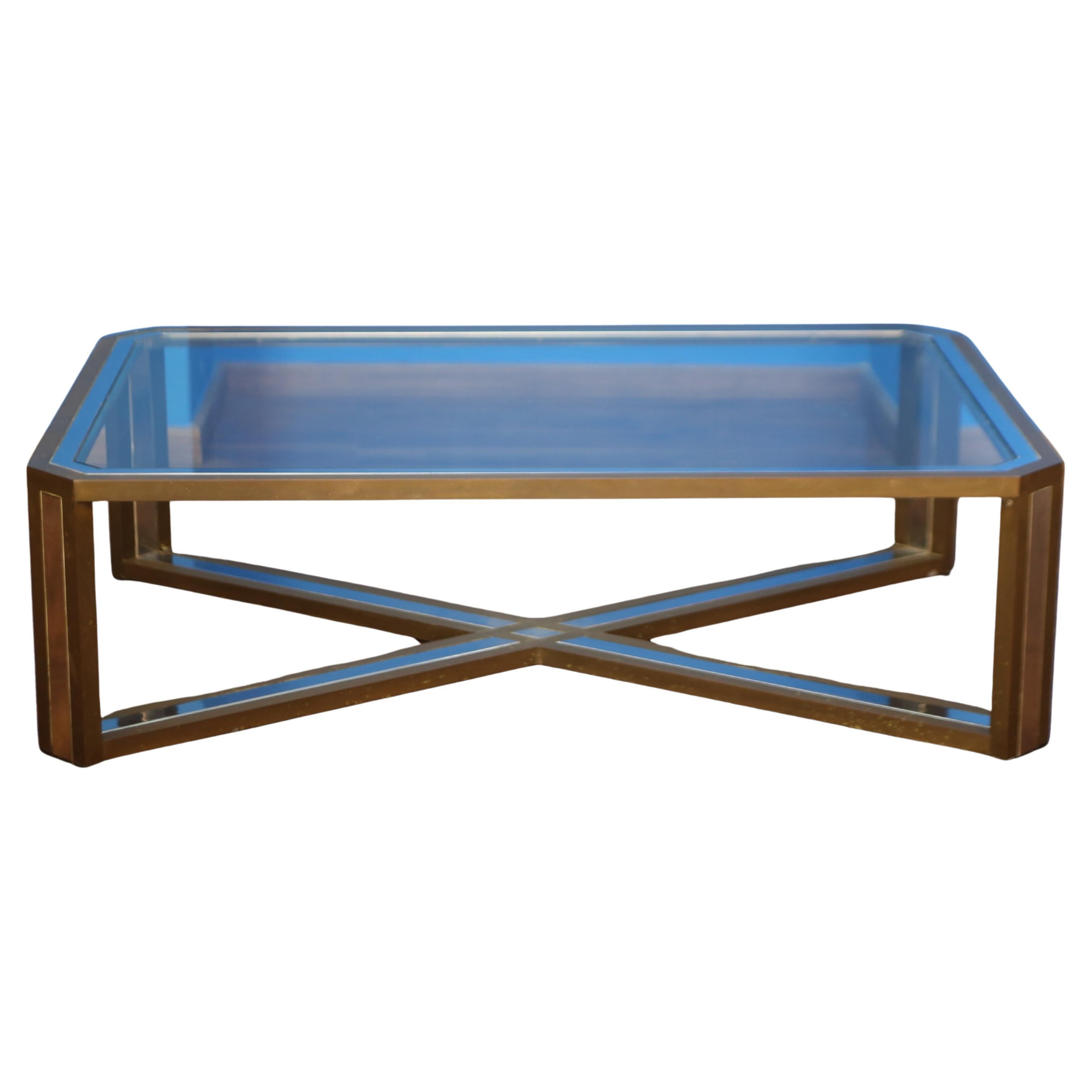 table basse en laiton et acier des années 1970 par Romeo Rega