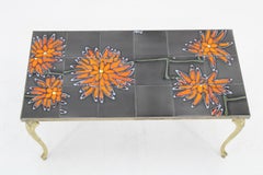 1970s Brass And Tiled Coffee Table, Italy