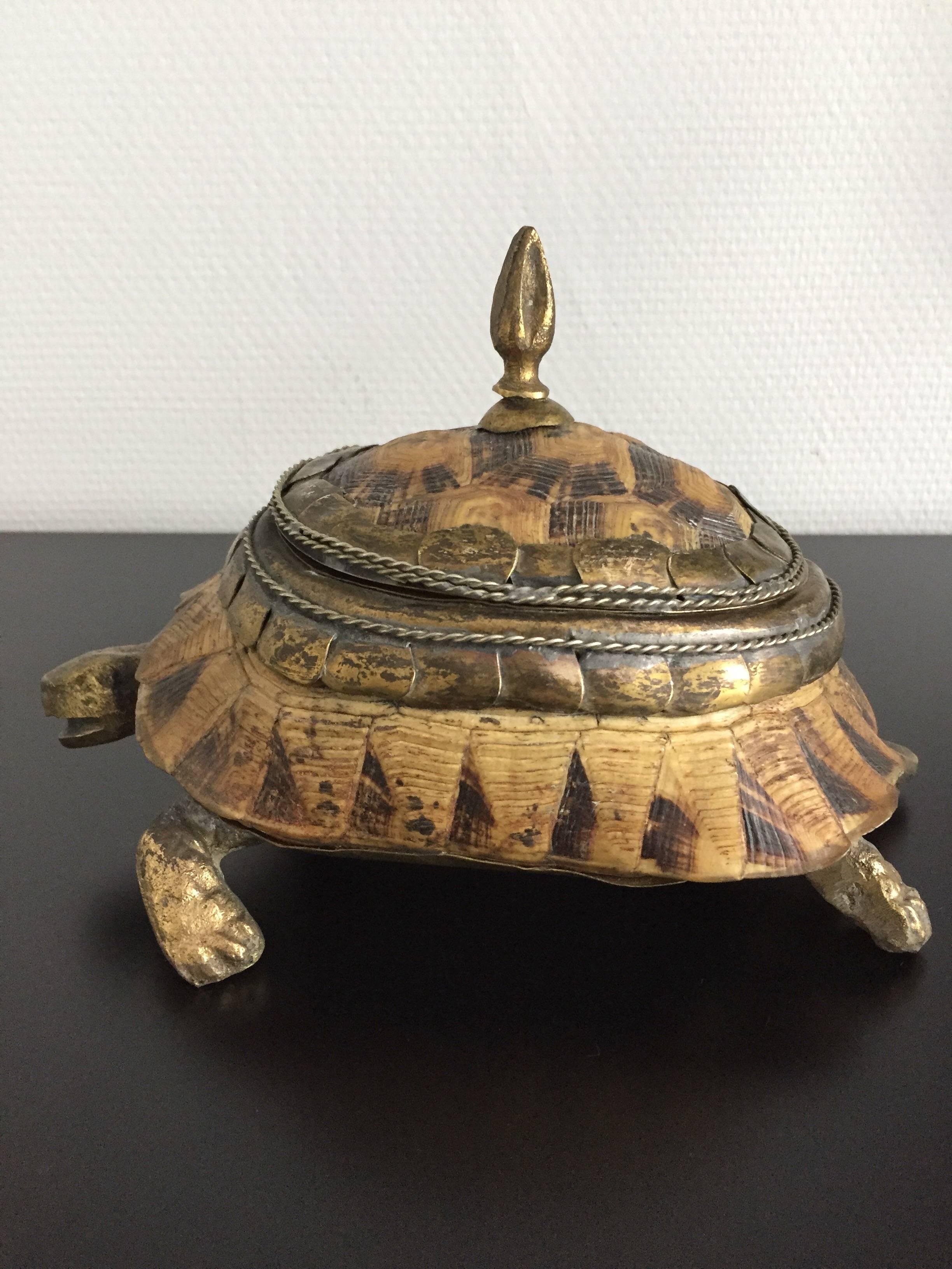 1970s brass details and turtle shell box in the manner of Anthony Redmile
Original vintage condition.