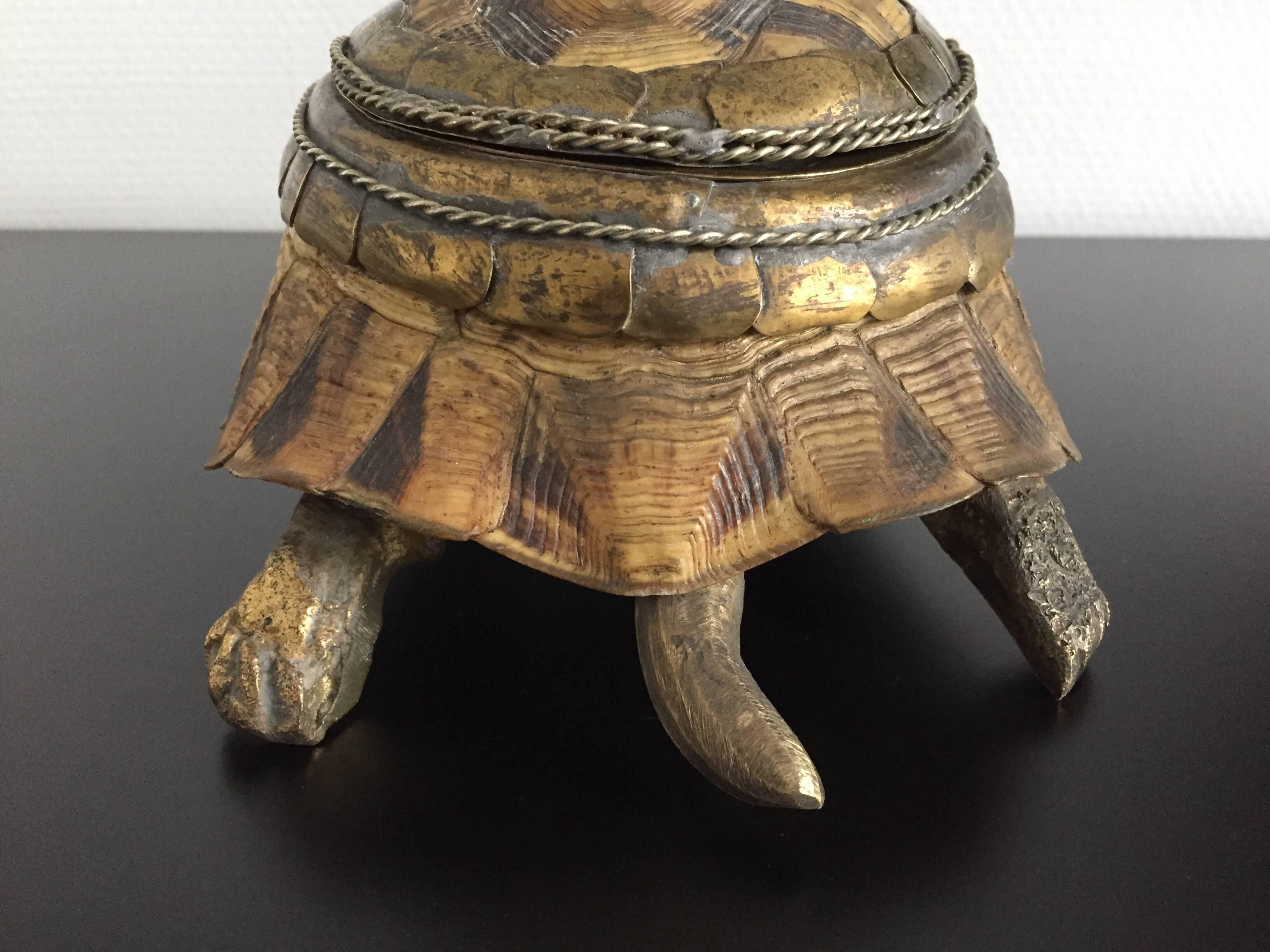 Late 20th Century 1970s Brass and Turtle Shell Box