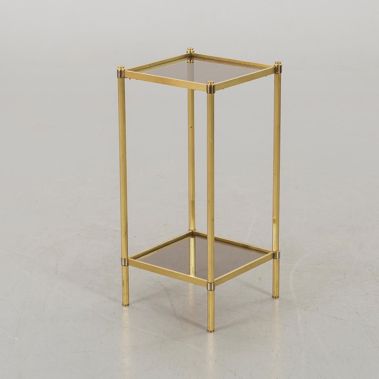 Mid-Century Modern 1970s Brass and Two-Tiered Smoked Glass Side Table