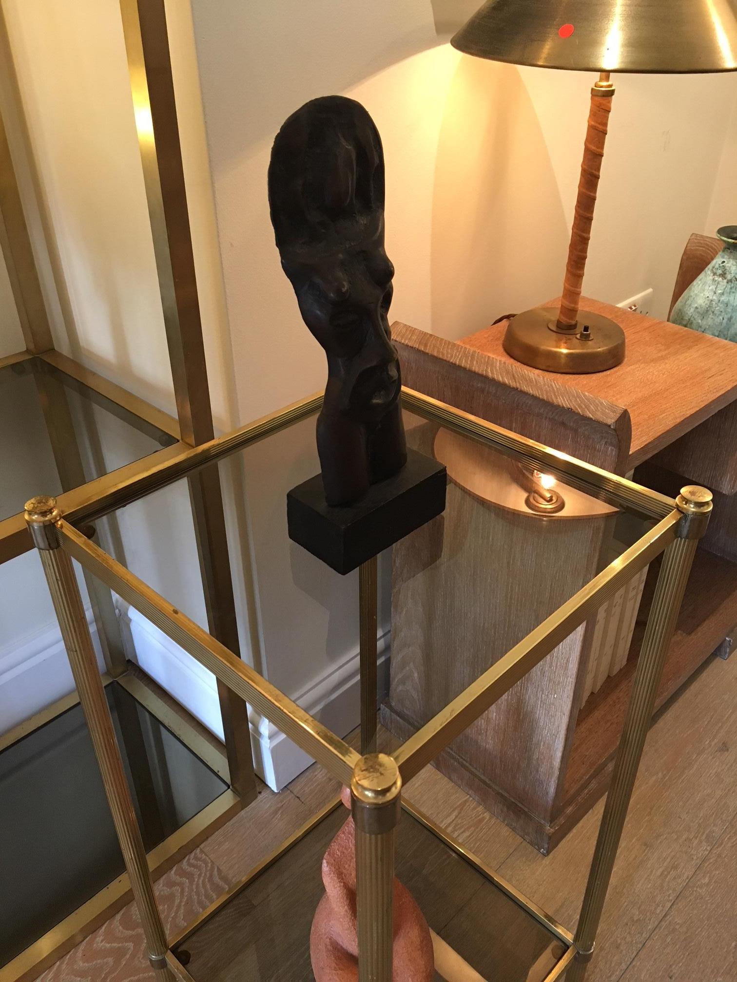 1970s Brass and Two-Tiered Smoked Glass Side Table In Good Condition In London, GB