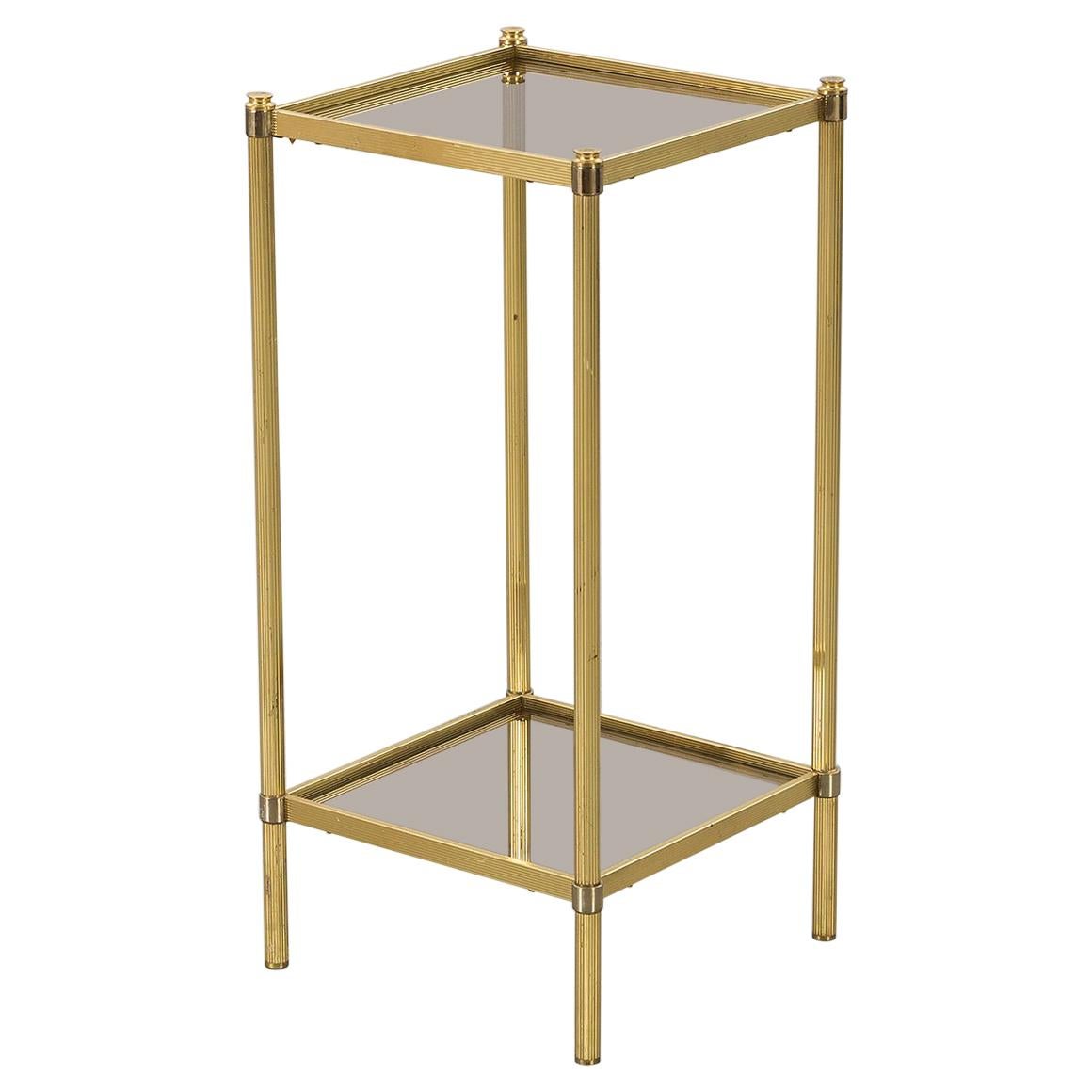 1970s Brass and Two-Tiered Smoked Glass Side Table