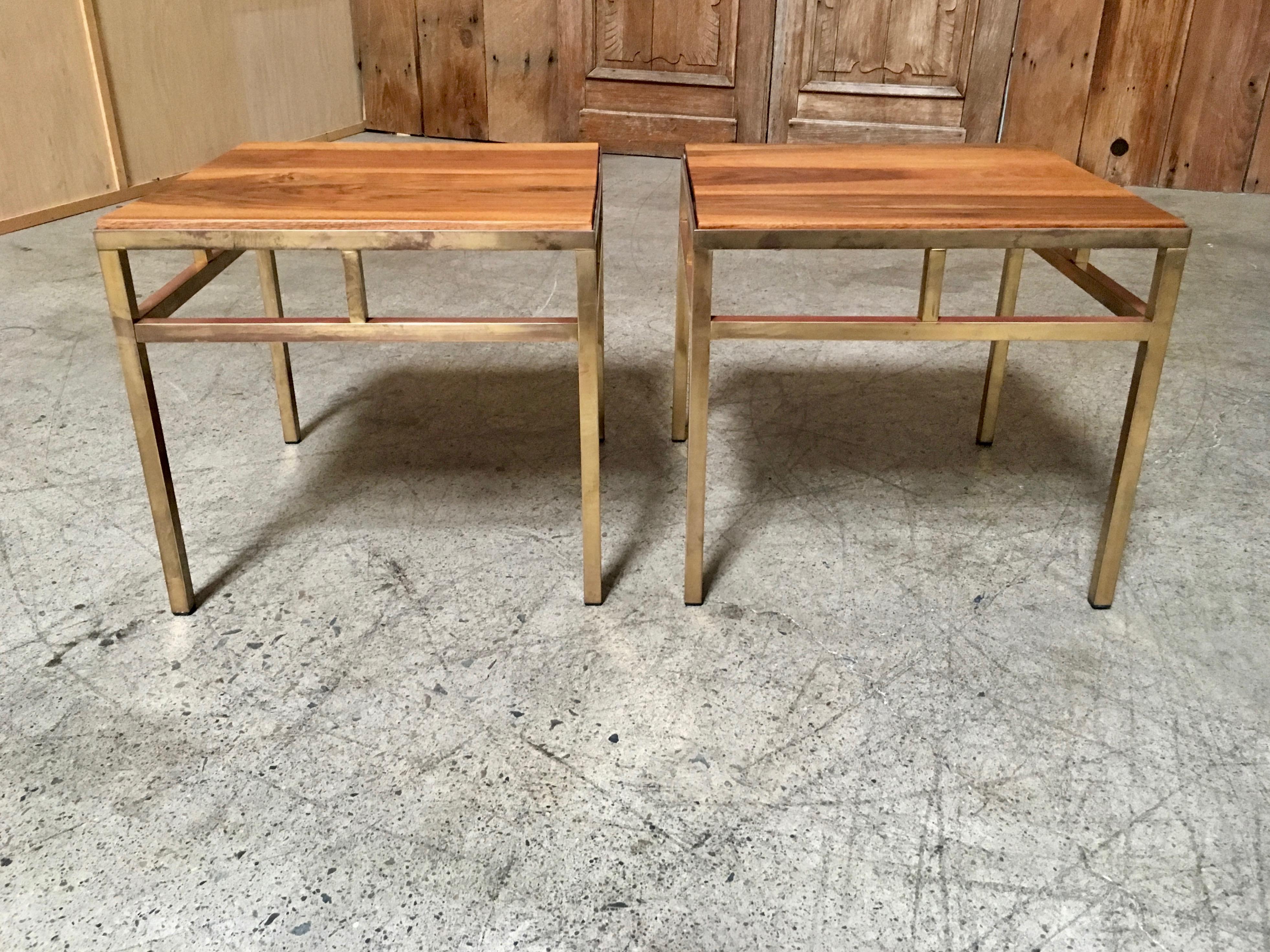 1970s Brass and Walnut End Tables 4