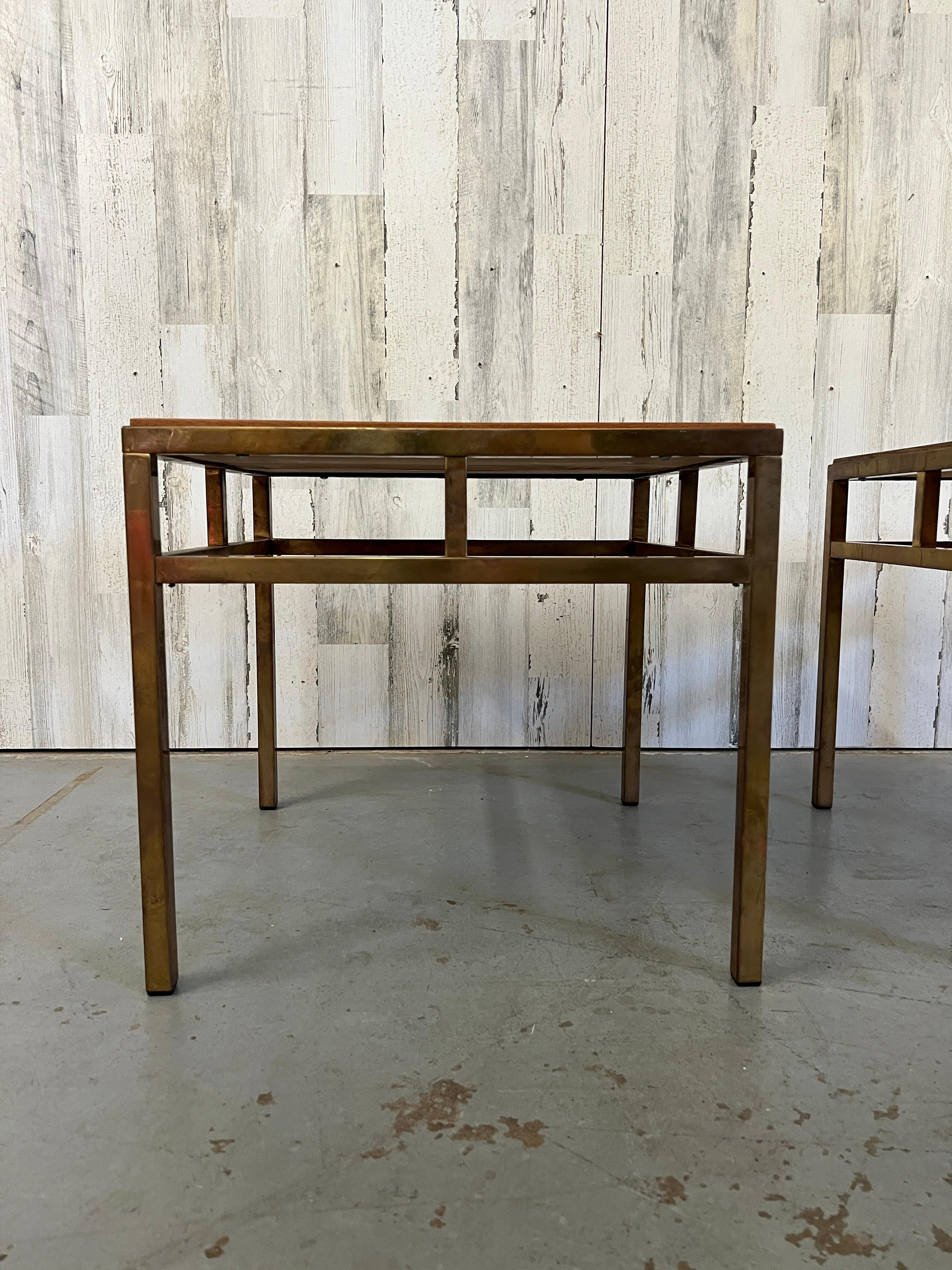 1970s Brass and Walnut End Tables For Sale 5