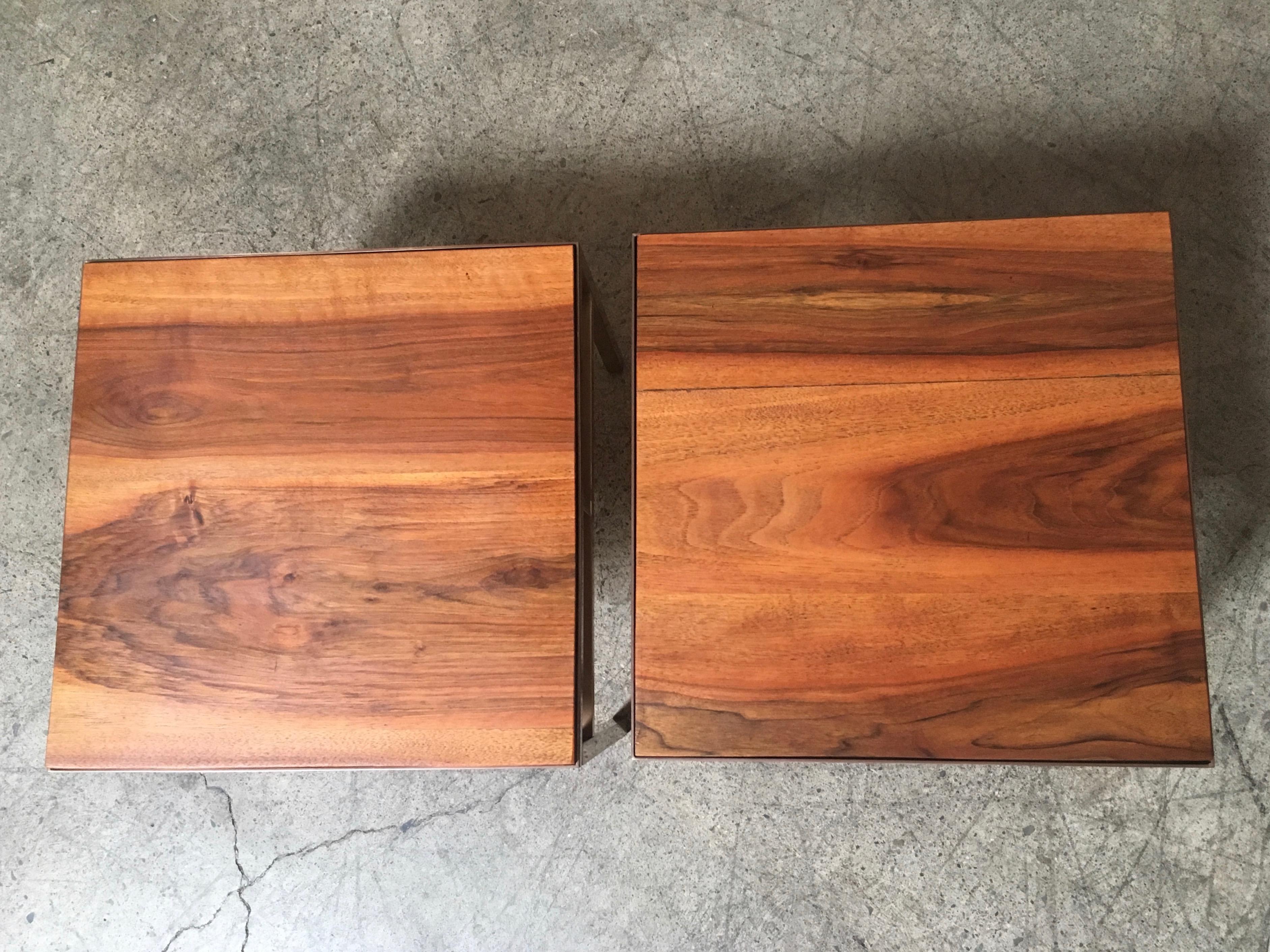 1970s Brass and Walnut End Tables 5