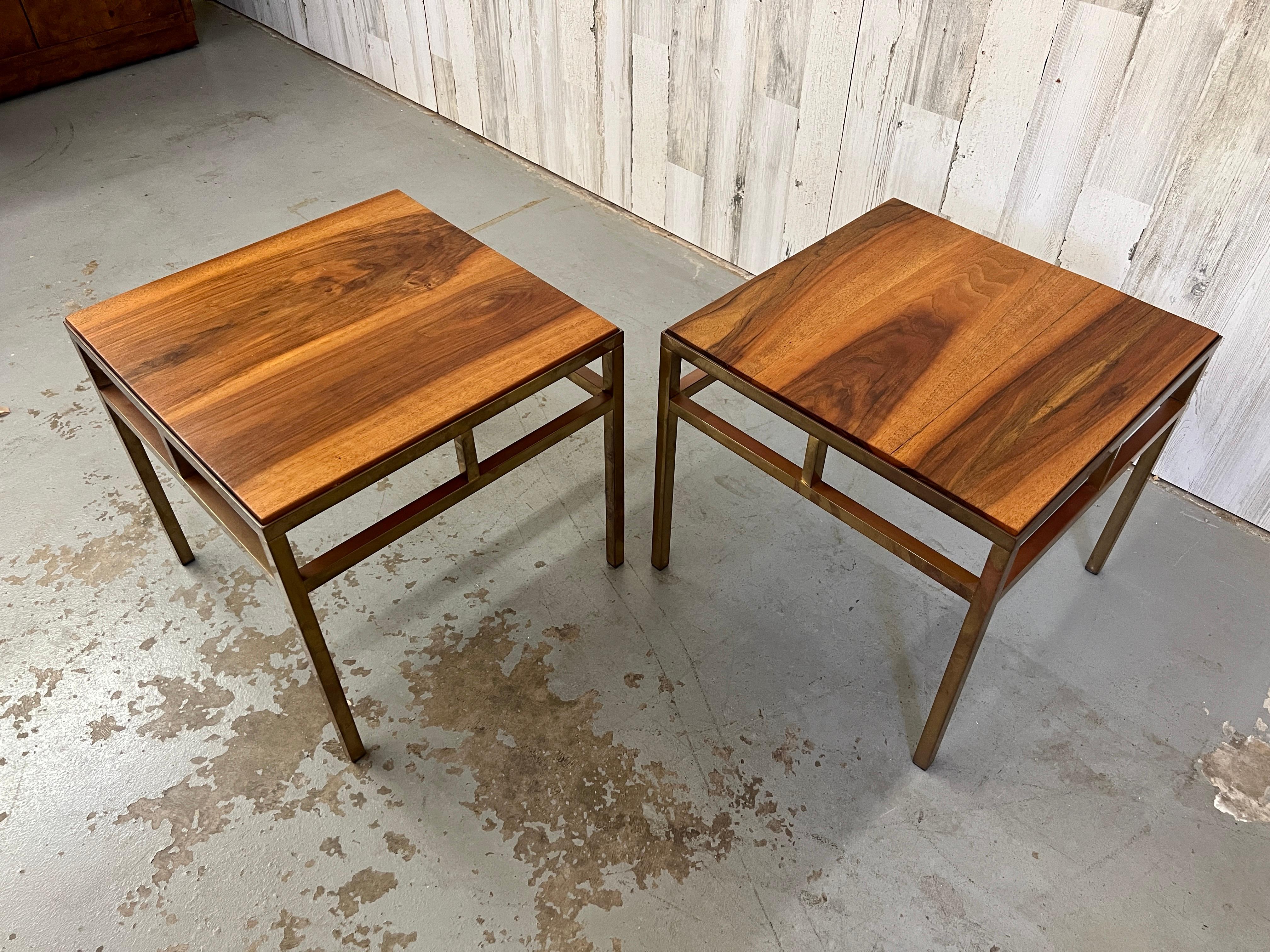 1970s Brass and Walnut End Tables For Sale 8