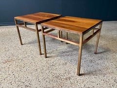 1970s Brass and Walnut End Tables